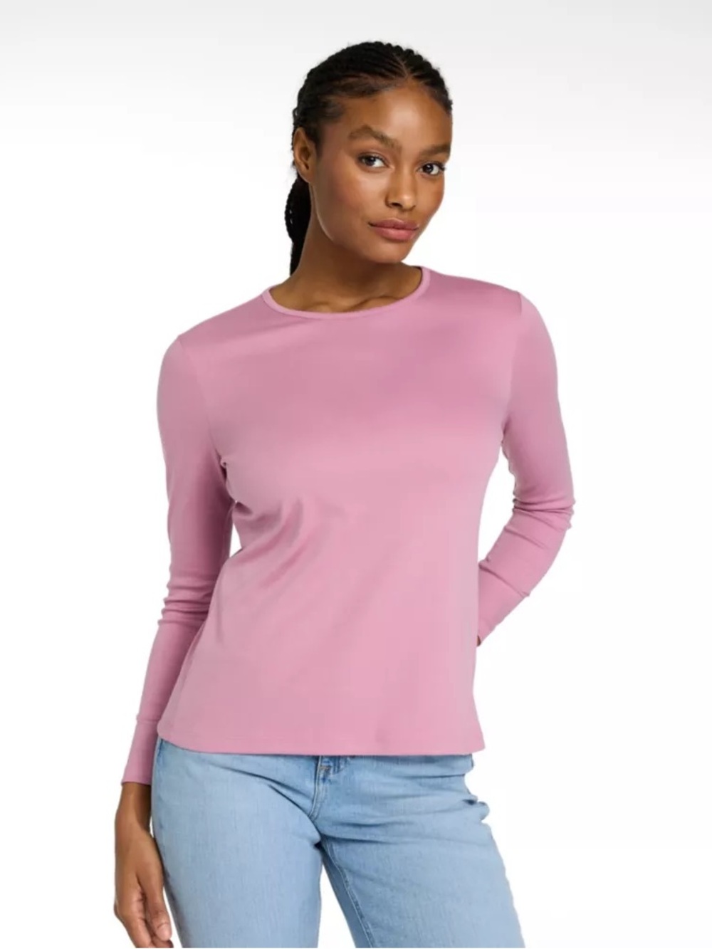L.L.Bean Women's Long Sleeve Crewneck Tee - Mauve Pink